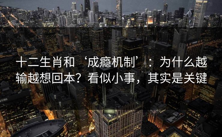 十二生肖和‘成瘾机制’：为什么越输越想回本？看似小事，其实是关键