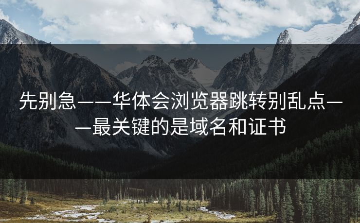 先别急——华体会浏览器跳转别乱点——最关键的是域名和证书