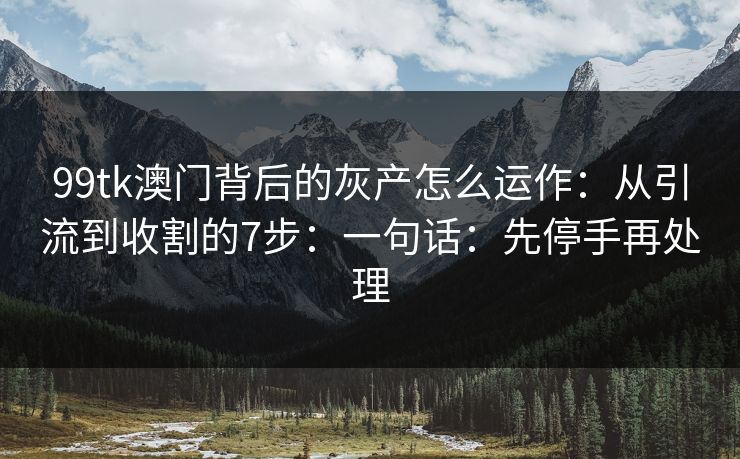99tk澳门背后的灰产怎么运作：从引流到收割的7步：一句话：先停手再处理