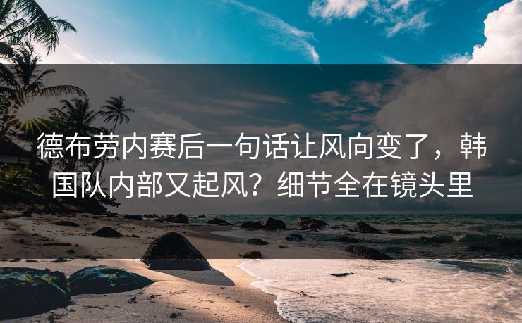 德布劳内赛后一句话让风向变了，韩国队内部又起风？细节全在镜头里