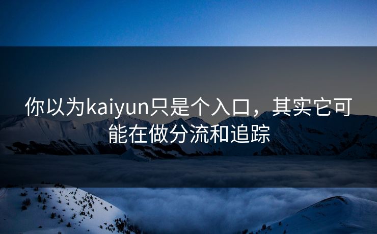 你以为kaiyun只是个入口，其实它可能在做分流和追踪