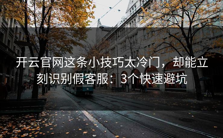 开云官网这条小技巧太冷门，却能立刻识别假客服：3个快速避坑